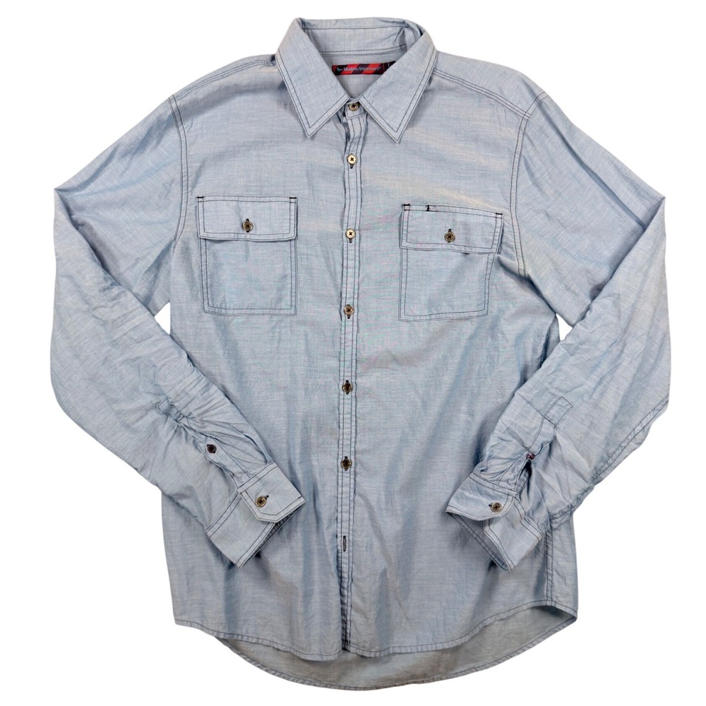 Modern Amusement Mens Light Blue Long Sleeve Button Down Shirt M094-851BRAY L